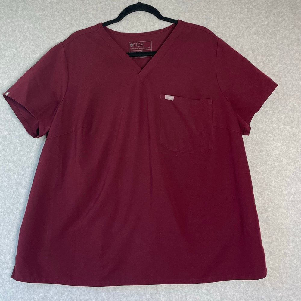 Figs Catarina Scrub Top 3XL Maroon